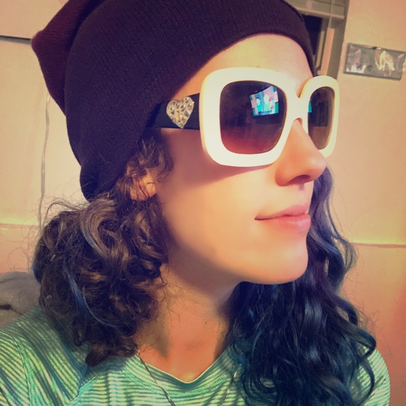 Chic oversized white square sunglasses black - Picture 3 of 7